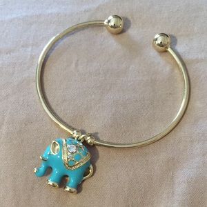 Gold Bangle Elephant Charm